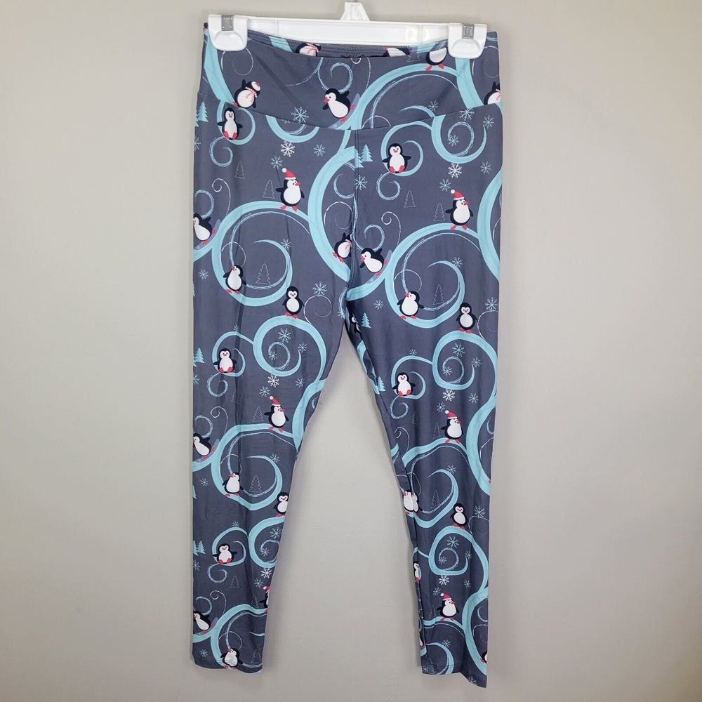 CG‎ Grey Penguins Polyester Spandex Ankle Leggings Tall And Curvy
